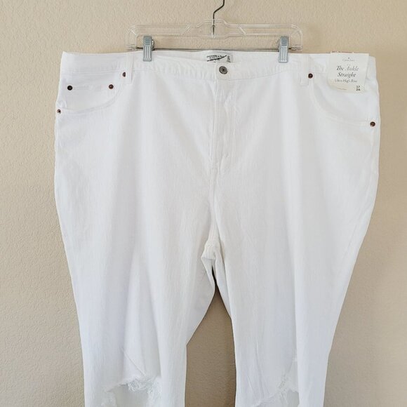 Abercrombie & Fitch Curve Love Ankle Straight Ultra High-Rise Jean Size 37 White - Picture 7 of 10